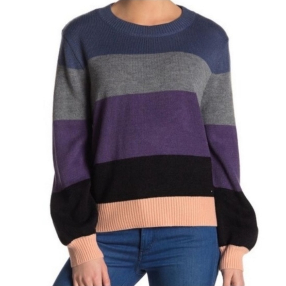 Elodie Multicolor Colorblock Striped Knit  Sweater
